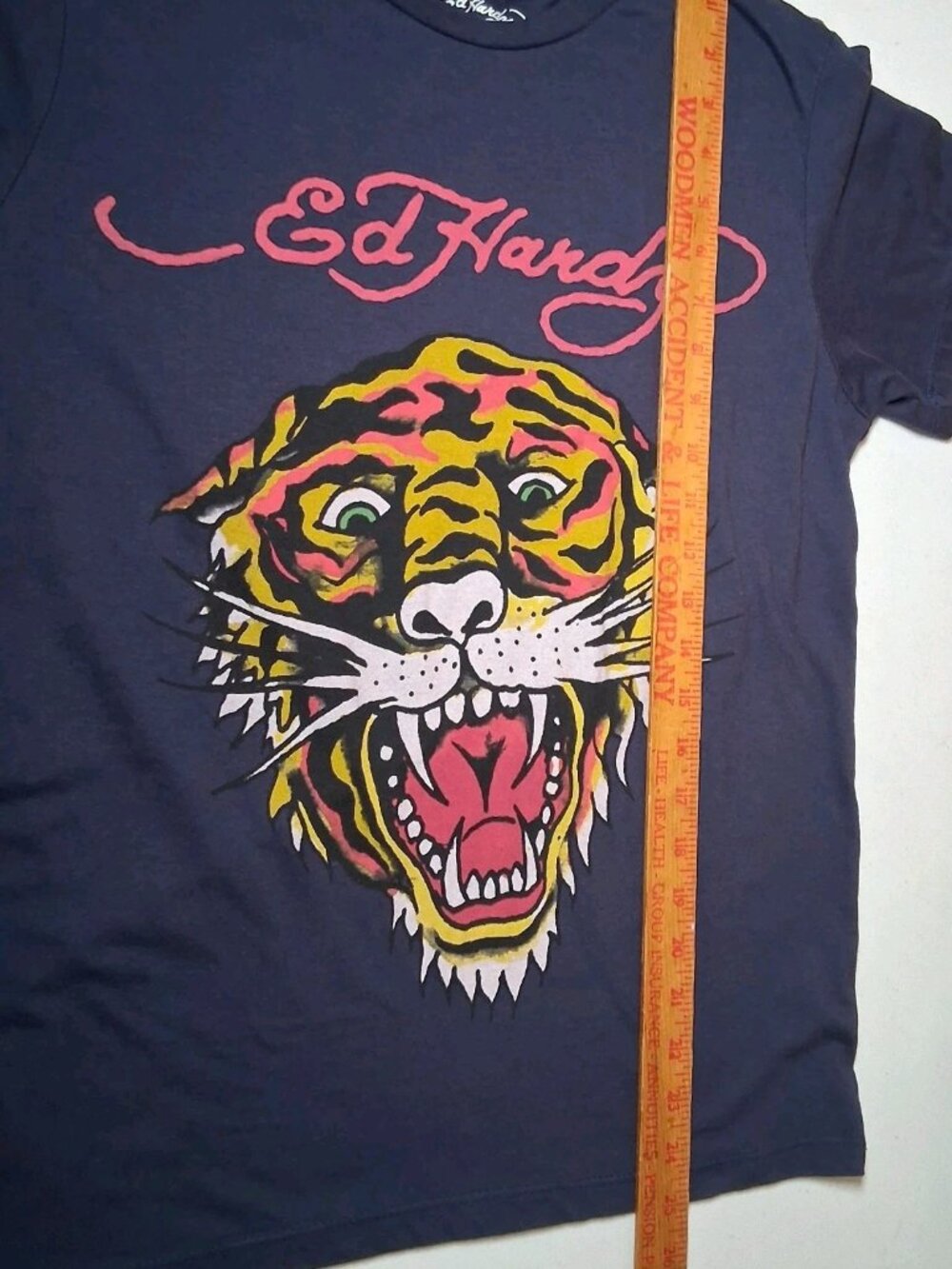 Ed Hardy T Shirt Men Navy Blue Tiger Face Graphic Y2K Retro Short Sleeve - Picture 4 of 9